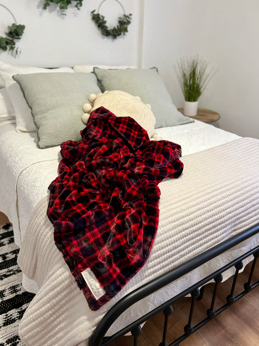 Red Plaid Throw Blanket - Christmas Throw