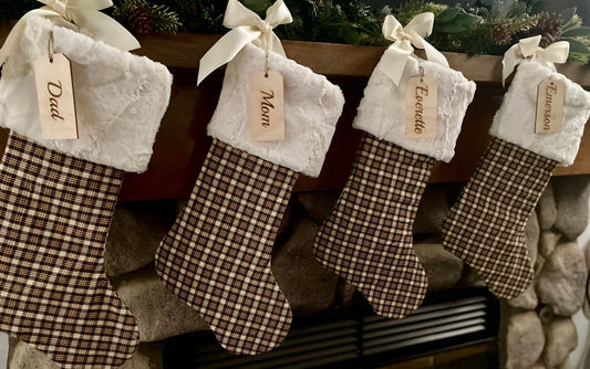 Brown Plaid Personalized Stocking