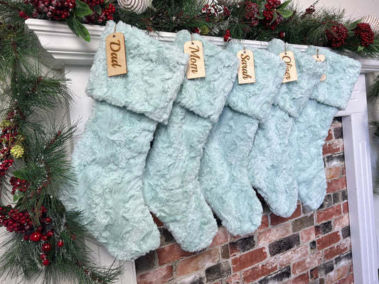 Mint Ice Glacier Personalized Christmas Stocking