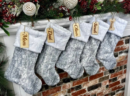 Silver Fawn Christmas stocking, Faux Fur Christmas stocking, personalized Christmas stocking, farmhouse Christmas stocking