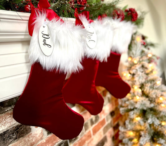 Burgundy Red Velvet Personalized Christmas Stocking