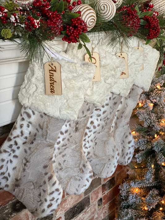 Latte Arctic Lynx Personalized Christmas Stocking