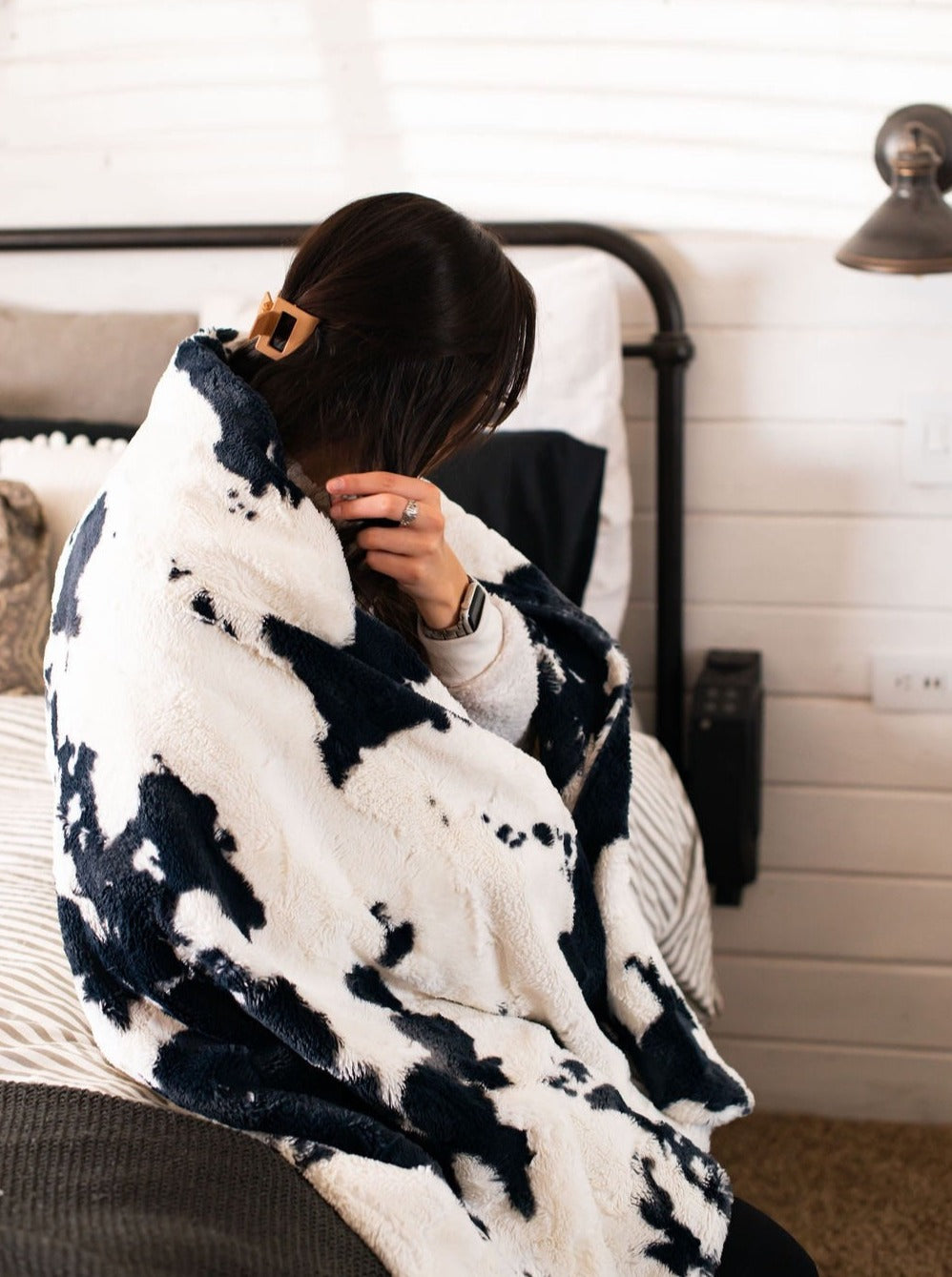 Bessie Calf Throw Blanket - Dark Navy Cow Throw