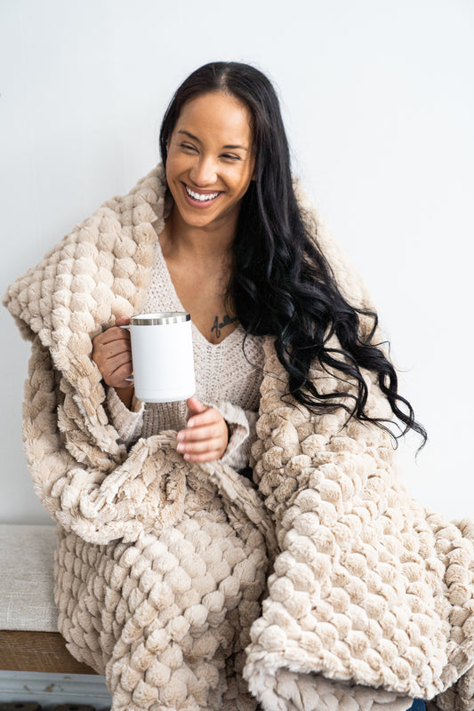 Latte Nora Throw Blanket