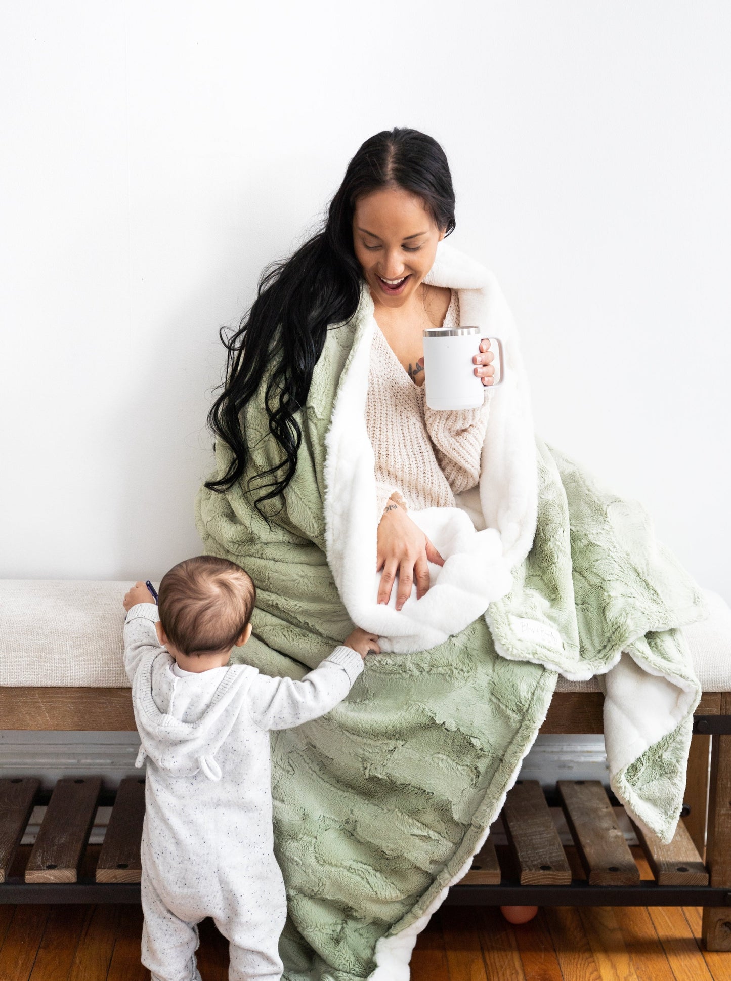 Sage Hide and Sydney Natural Throw Blanket