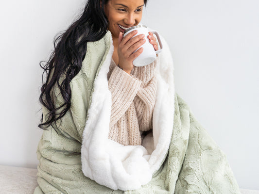 Sage Hide and Sydney Natural Throw Blanket