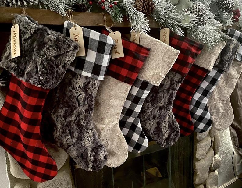 Buffalo Check Plaid Personalized Christmas Stocking