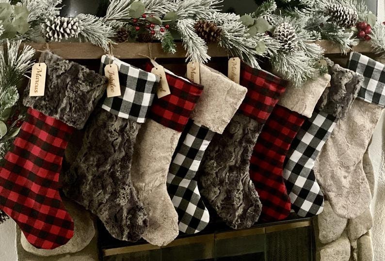 Buffalo Check Plaid Personalized Christmas Stocking