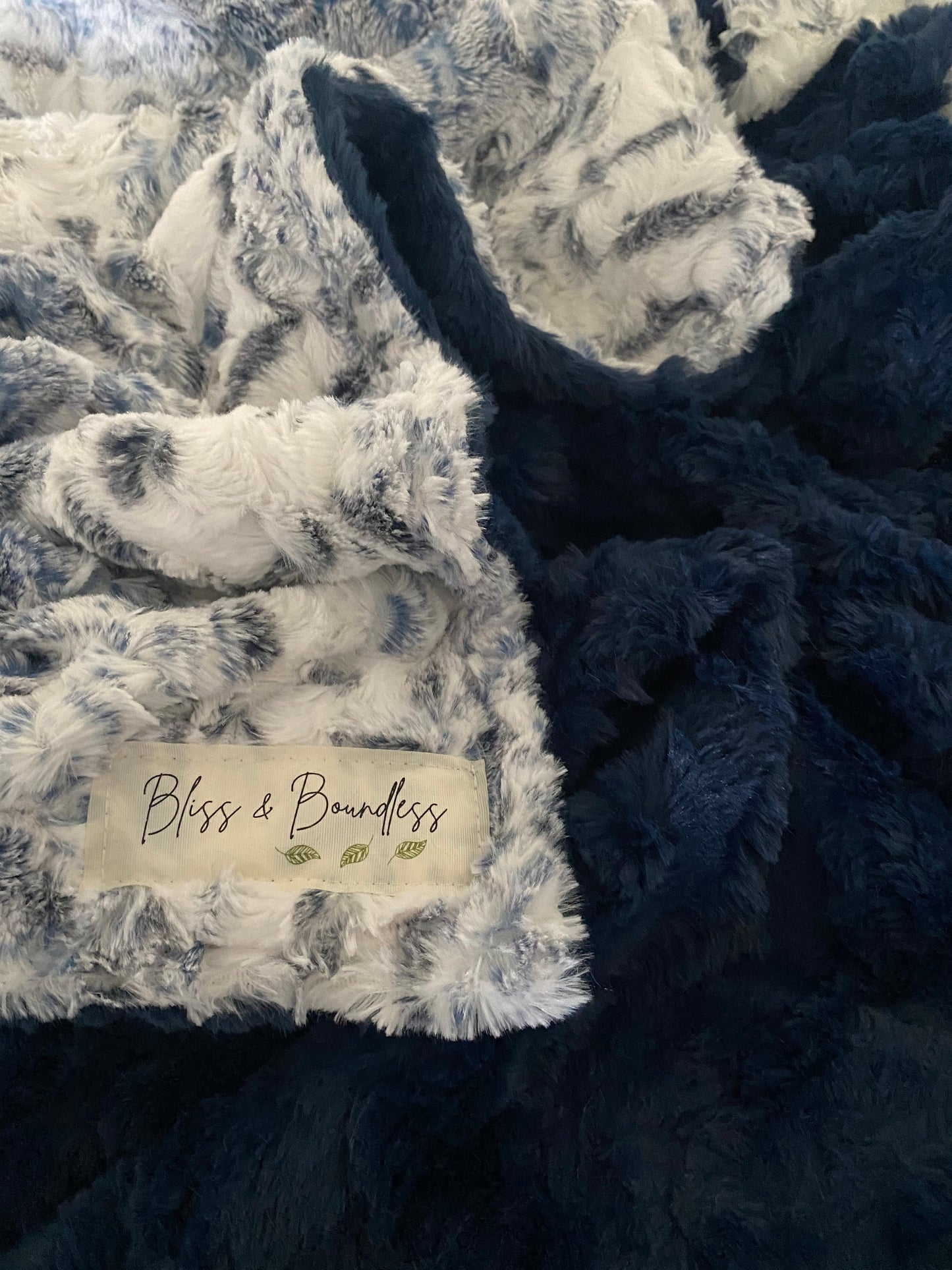 Navy Glacier and Snowy Owl Navy Throw Blanket