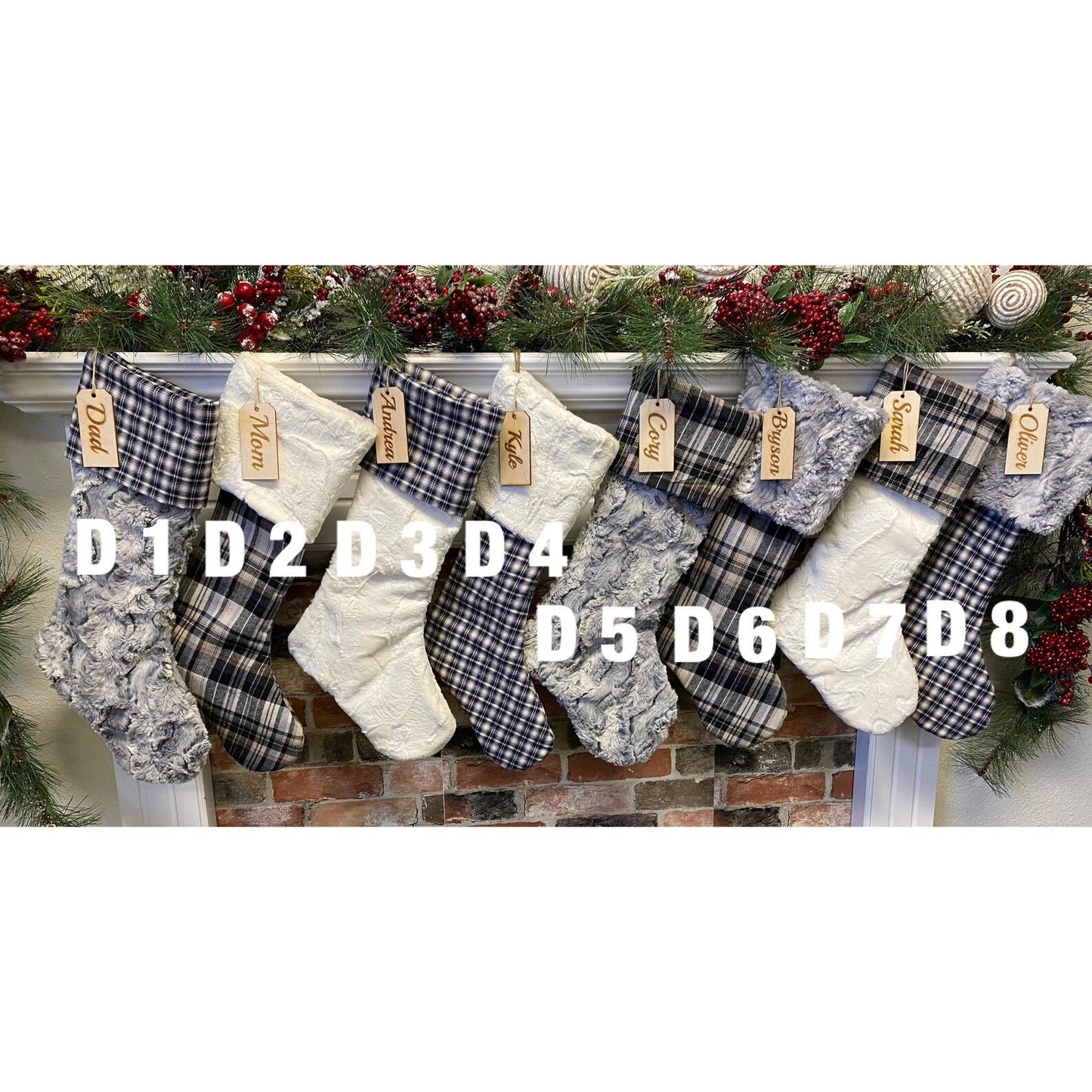Blue Plaid Personalized Christmas Stocking