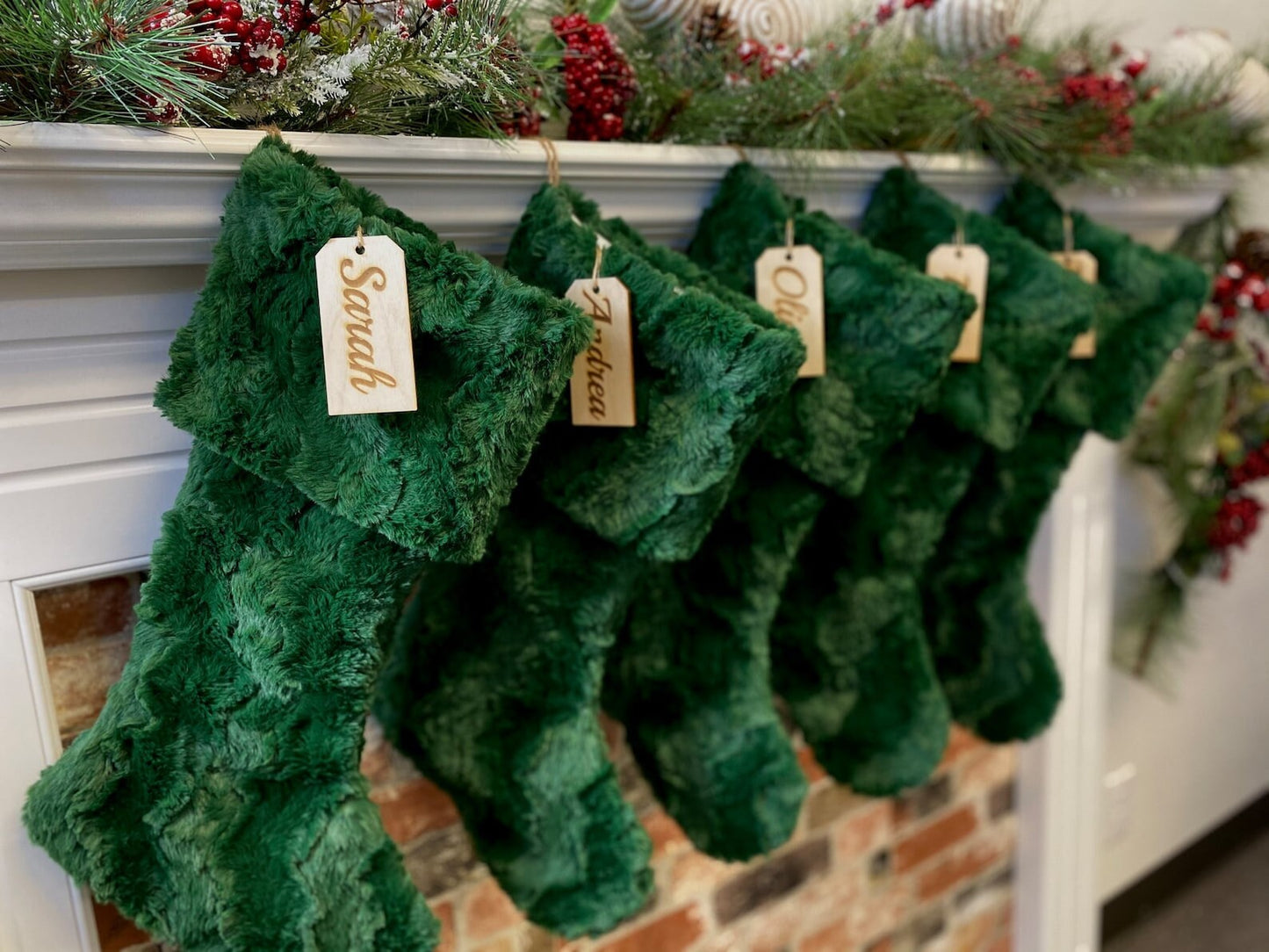 Green Faux Fur Personalized Christmas Stocking