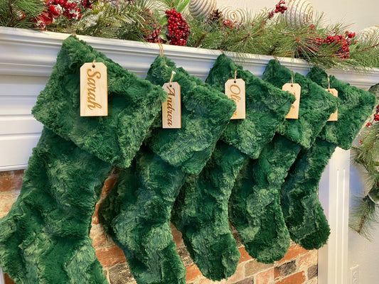 Green Faux Fur Personalized Christmas Stocking