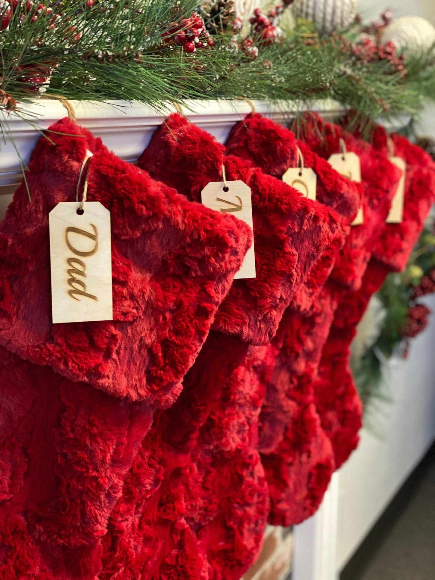 Red Faux Fur Personalized Christmas Stocking