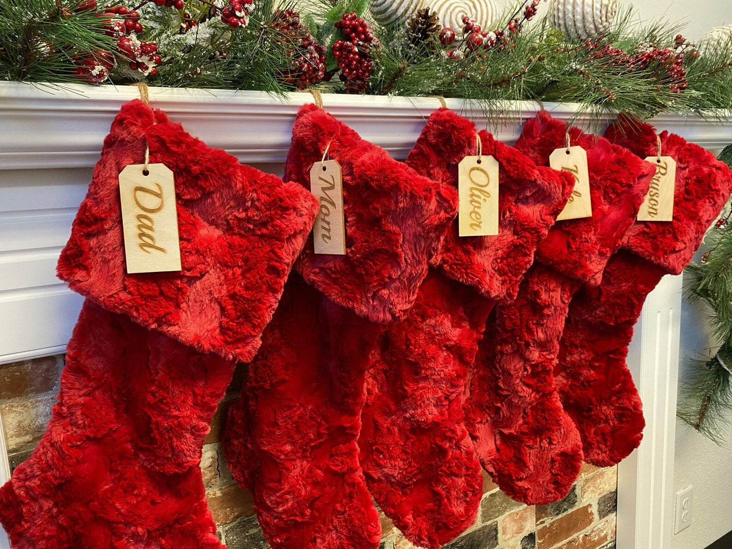 Red Faux Fur Personalized Christmas Stocking