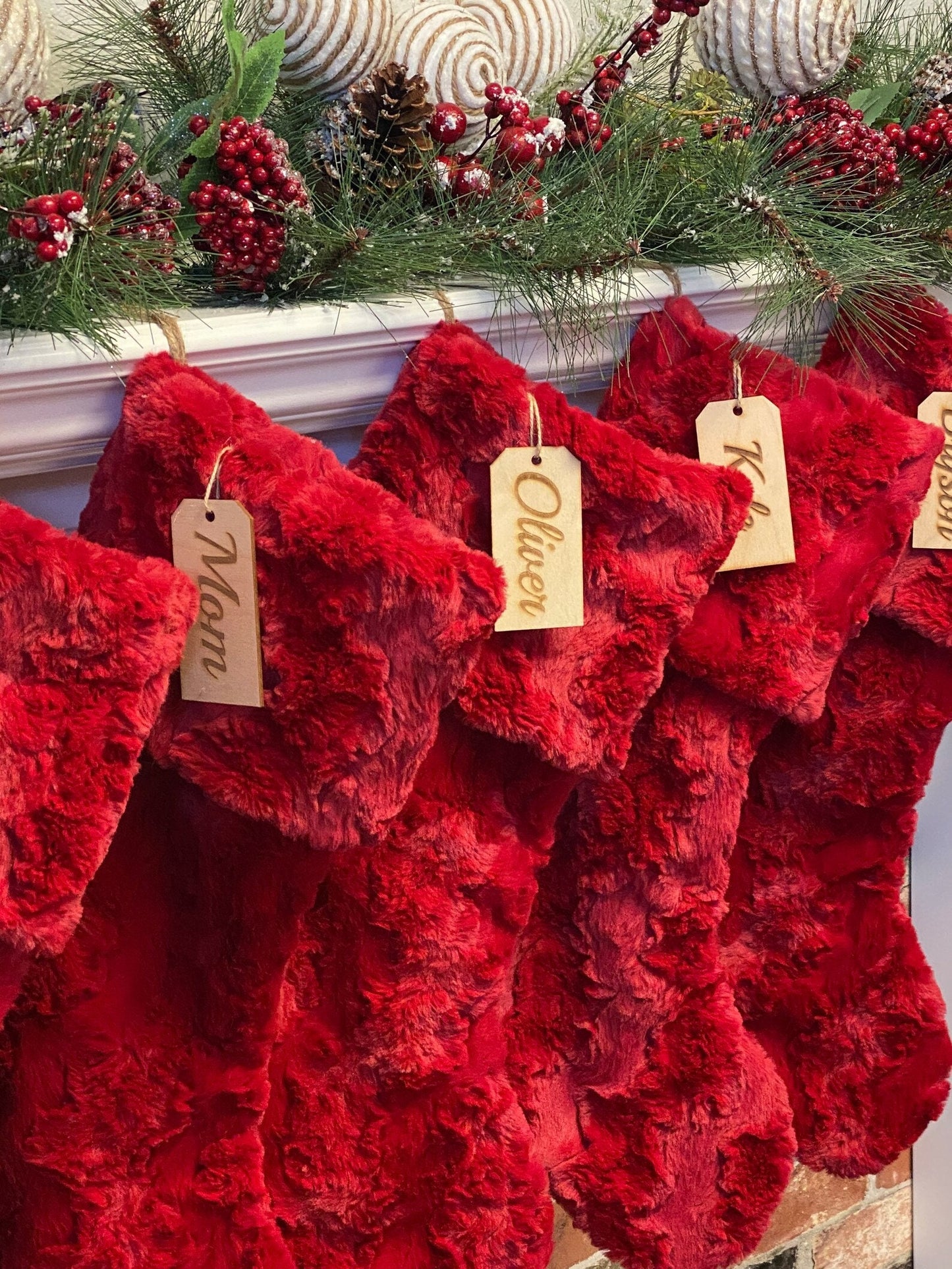 Red Faux Fur Personalized Christmas Stocking