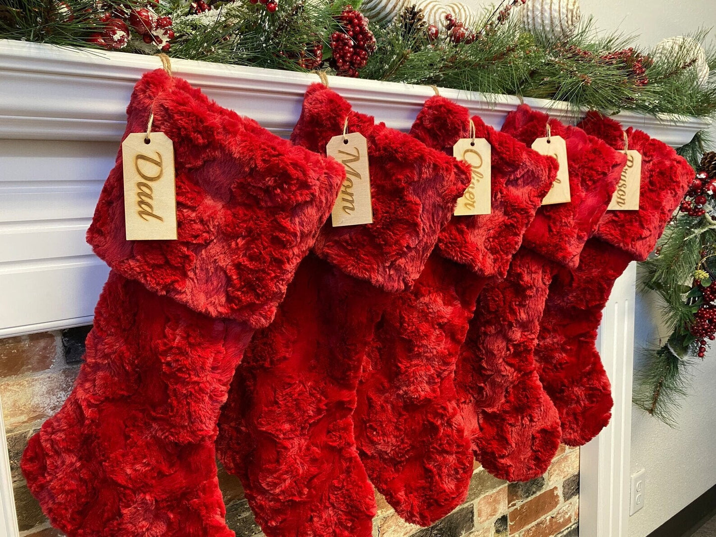 Red Faux Fur Personalized Christmas Stocking