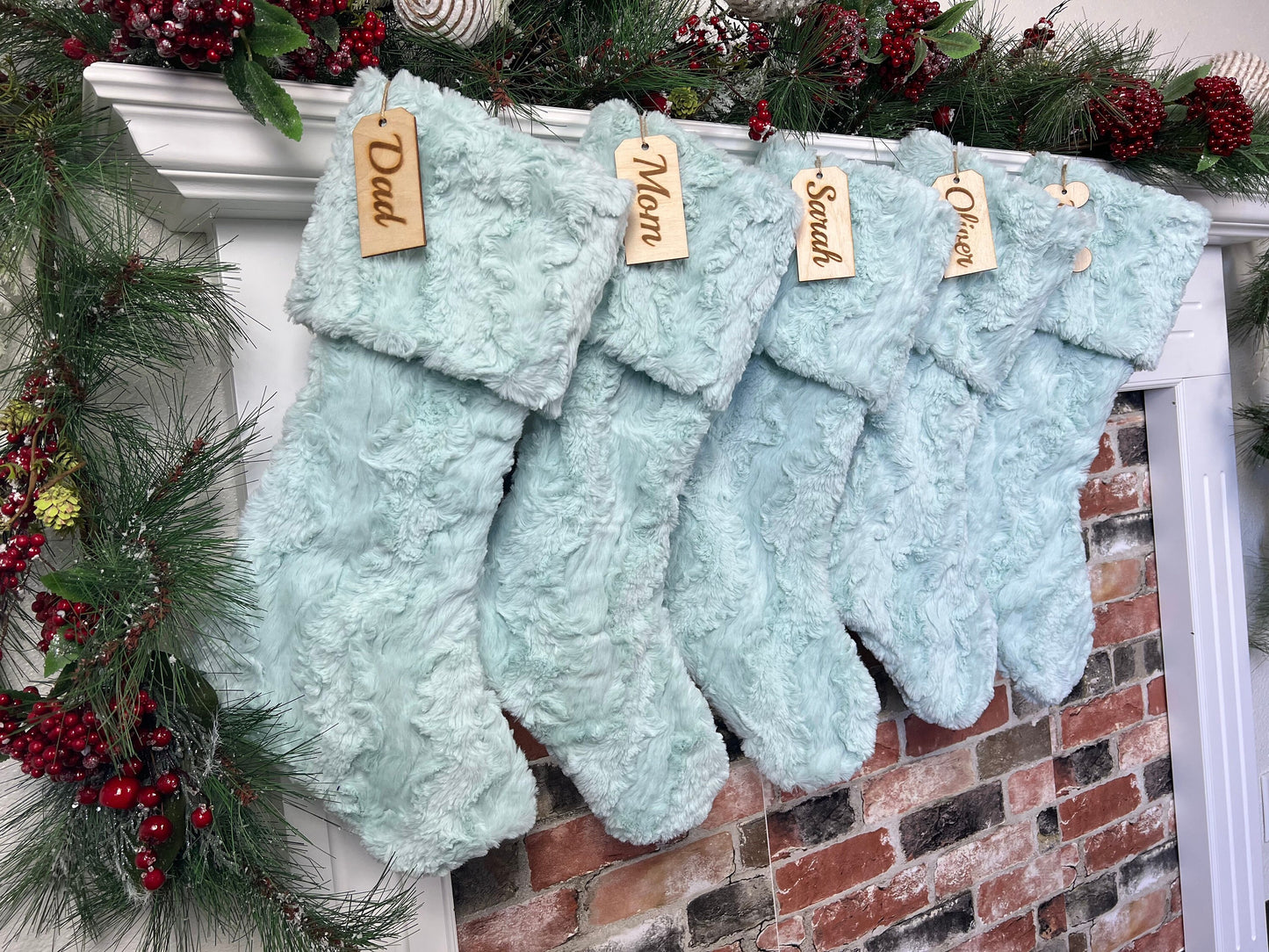 Mint Ice Glacier Personalized Christmas Stocking
