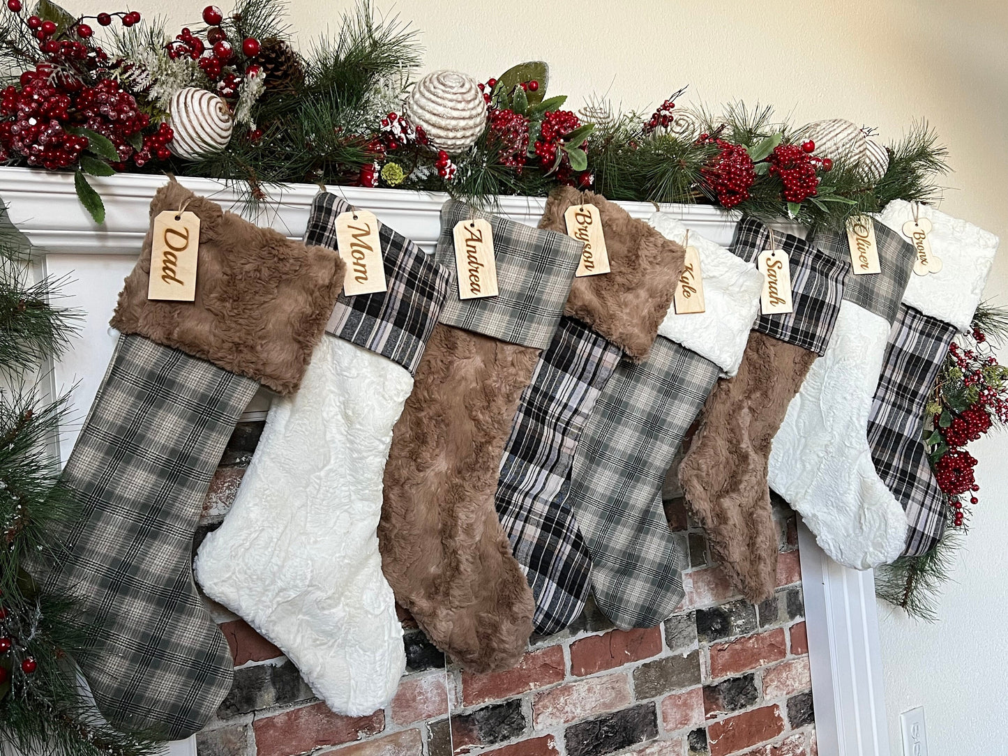Buffalo Check Brown Plaid Personalized Stocking