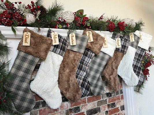 Buffalo Check Brown Plaid Personalized Stocking