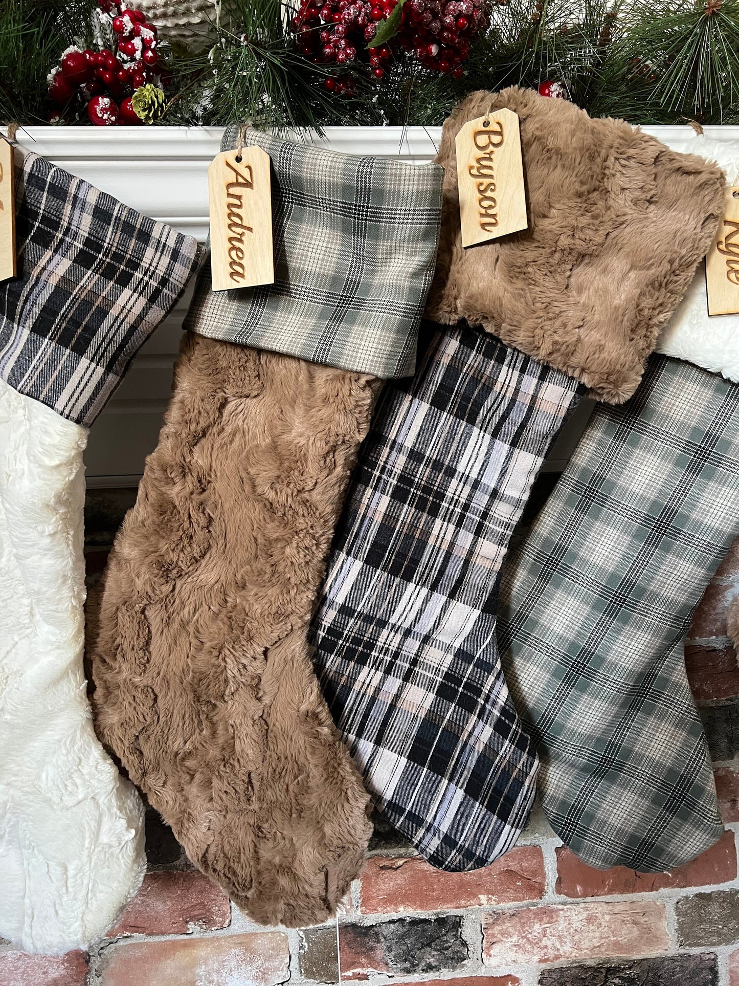 Buffalo Check Brown Plaid Personalized Stocking