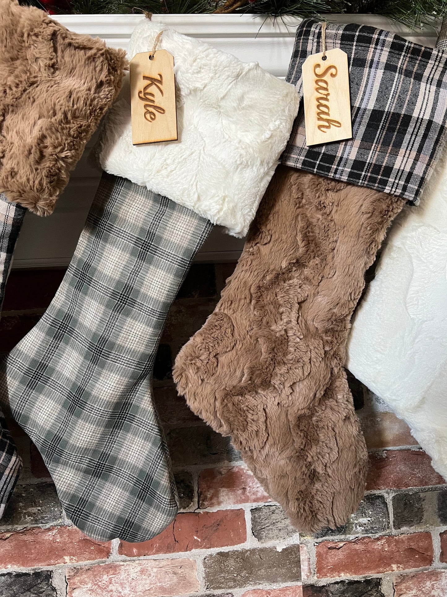 Buffalo Check Brown Plaid Personalized Stocking