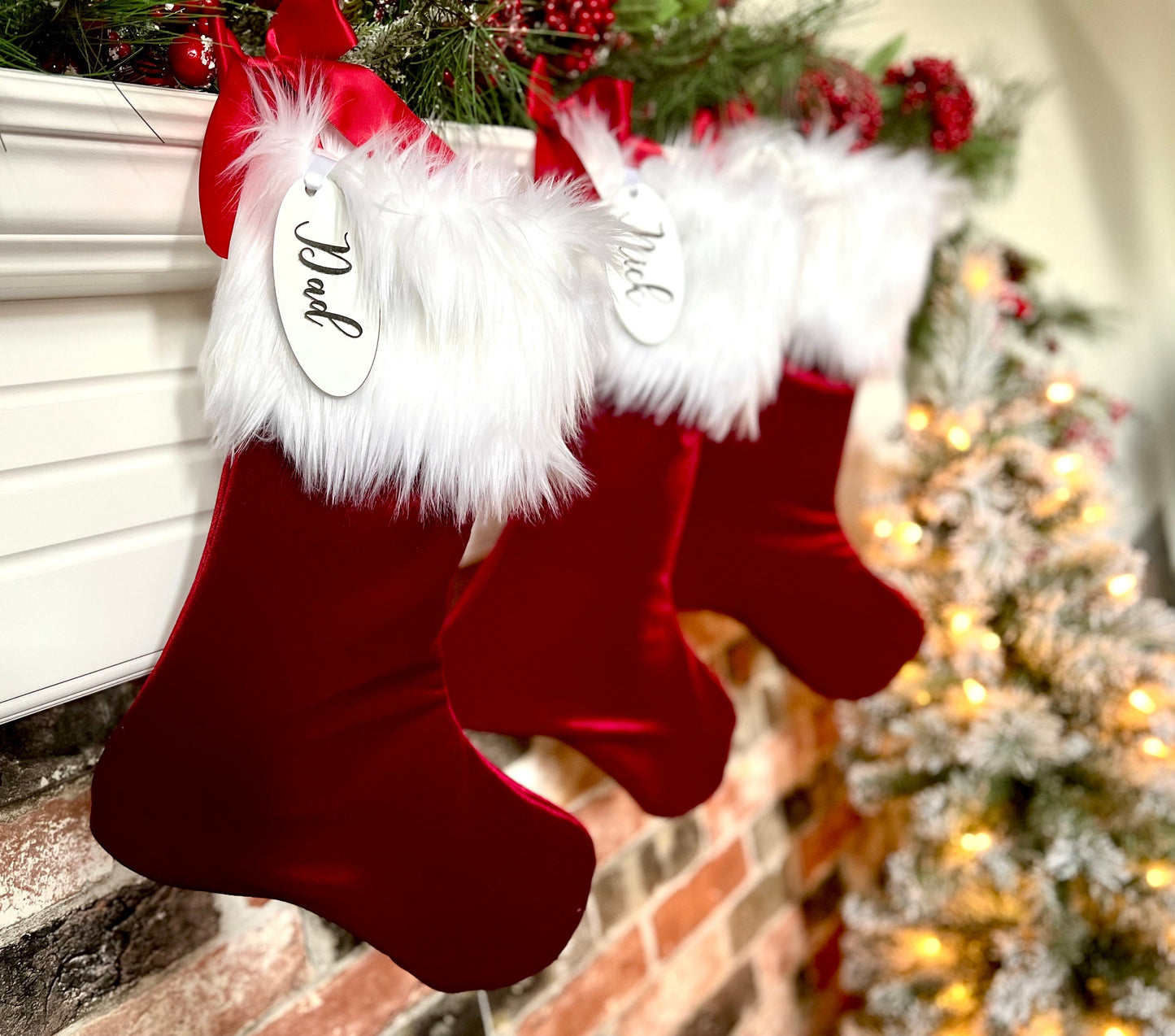 Burgundy Red Velvet Personalized Christmas Stocking