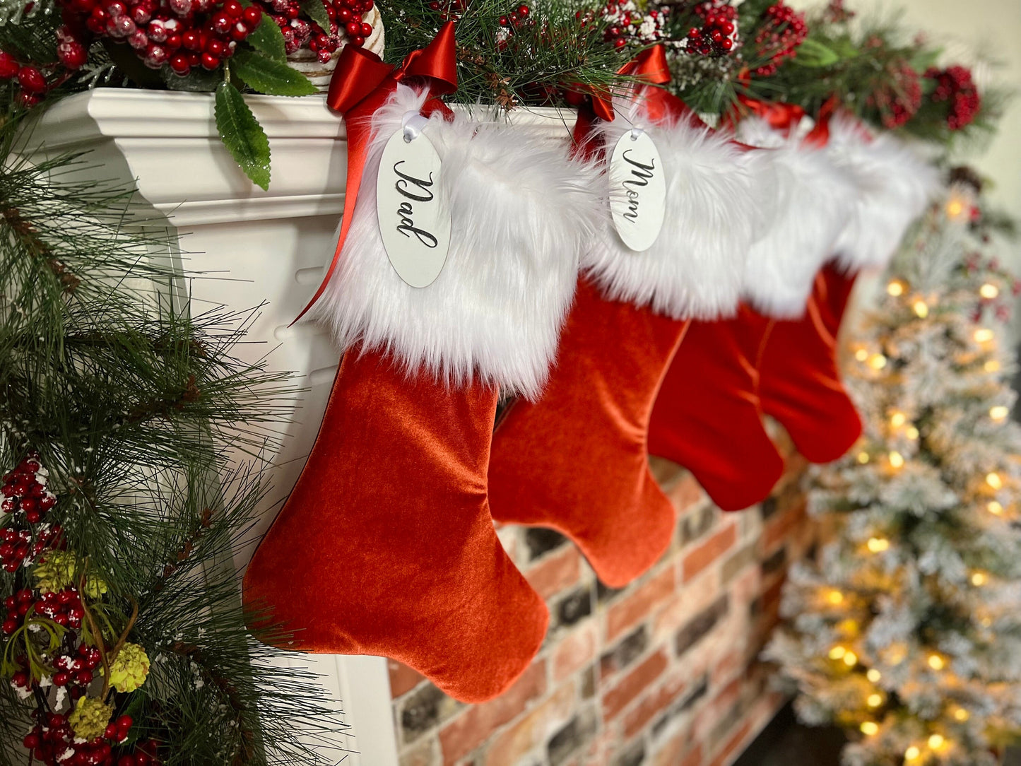 Copper Orange - Blood Orange Velvet Personalized Christmas Stocking