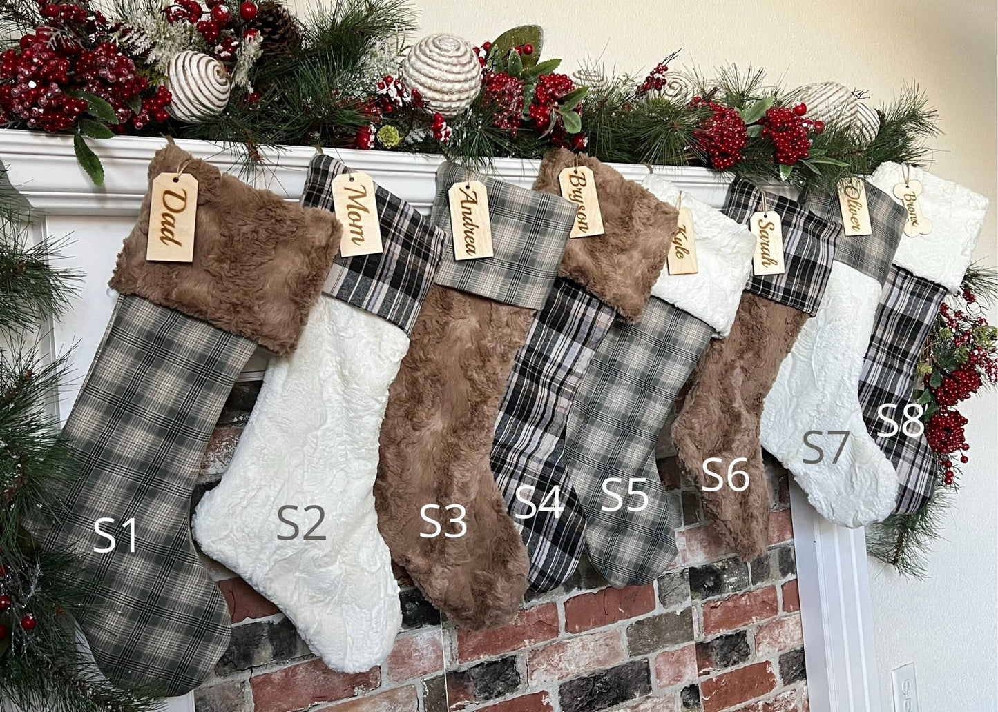 Buffalo Check Brown Plaid Personalized Stocking