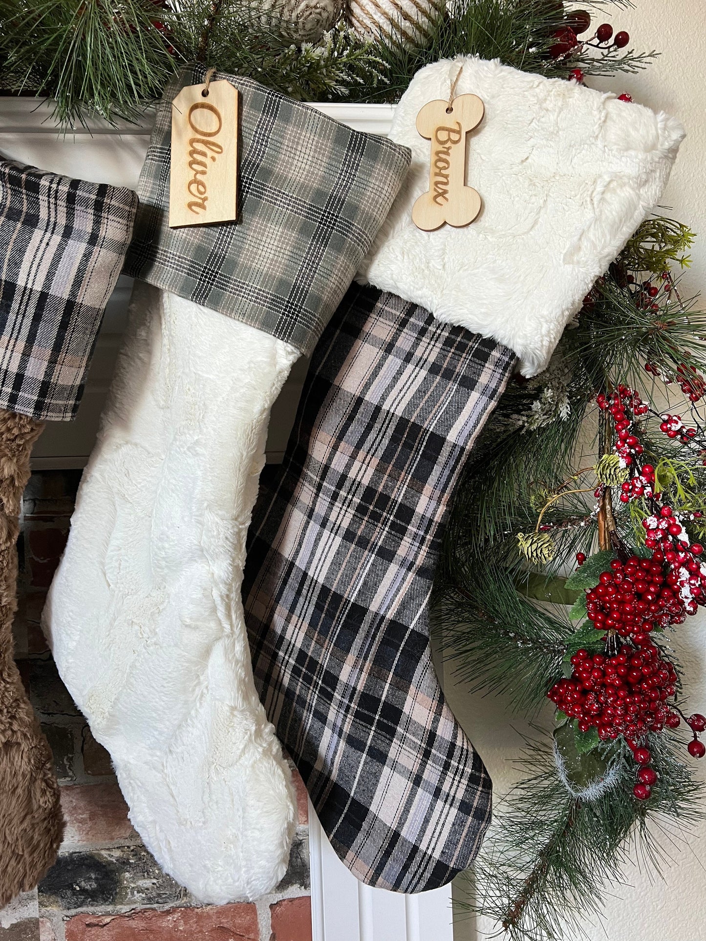 Buffalo Check Brown Plaid Personalized Stocking