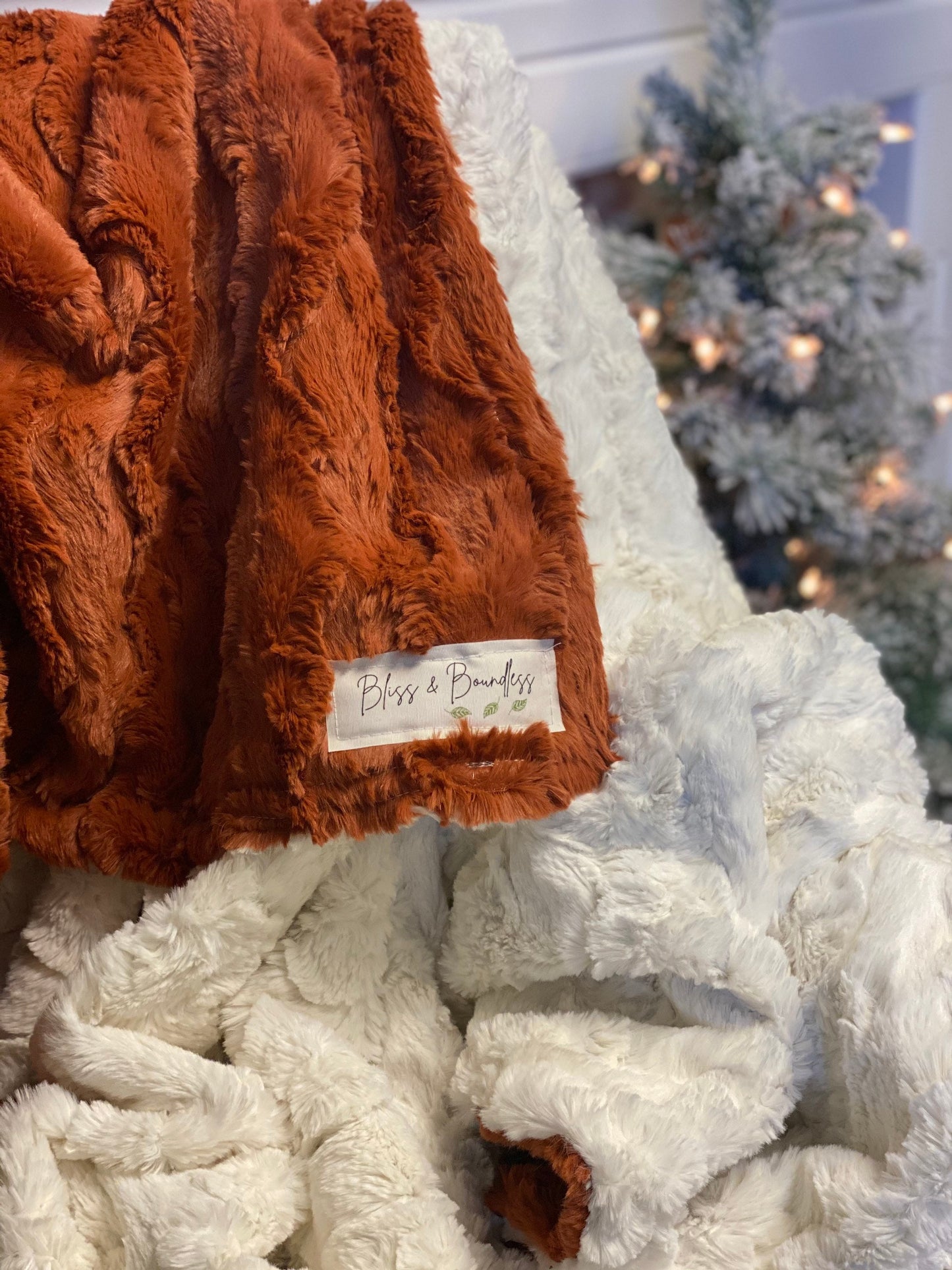 Rust Glacier and Ivory Glacier Throw Blanket