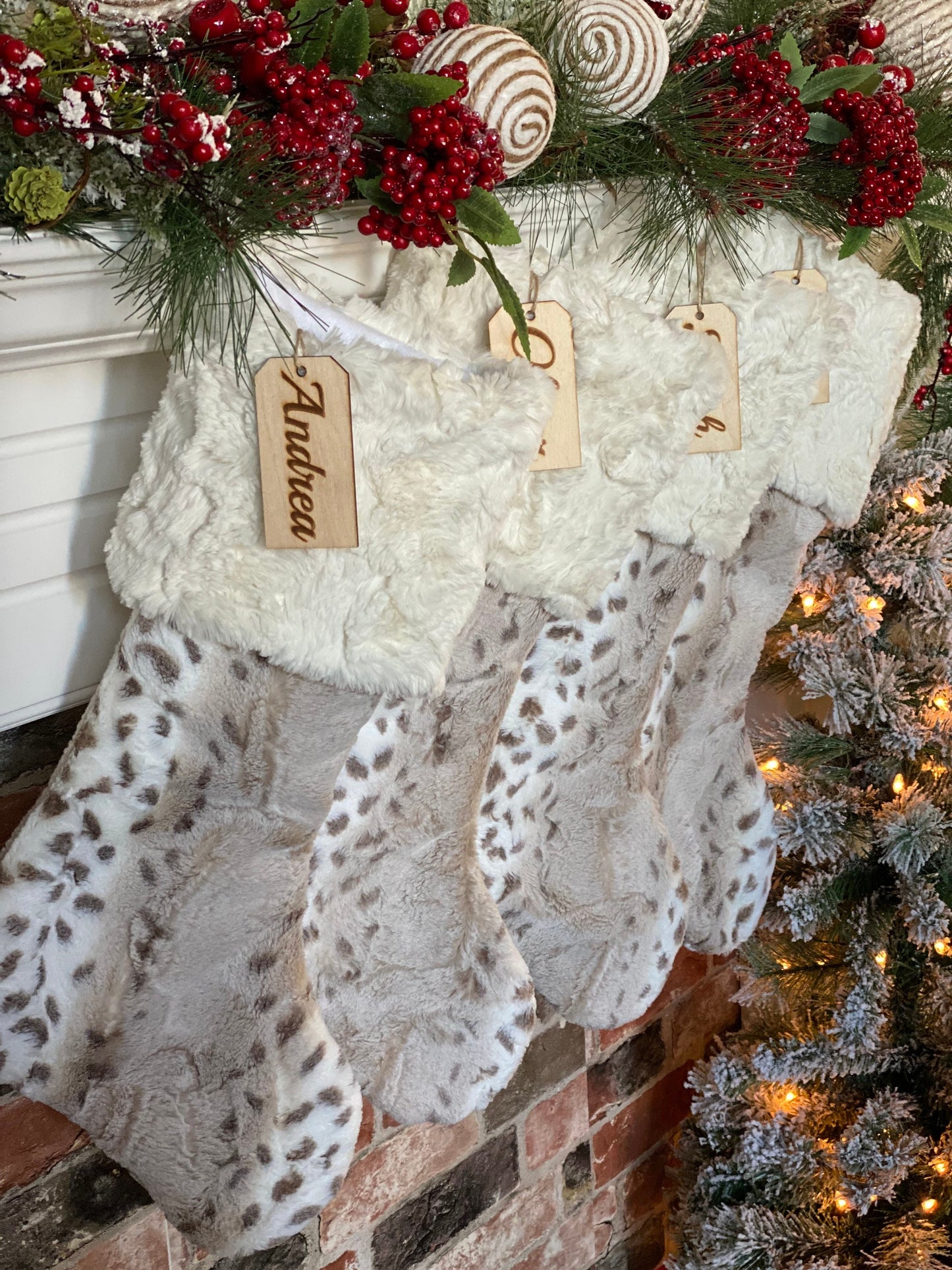 Latte Arctic Lynx Personalized Christmas Stocking