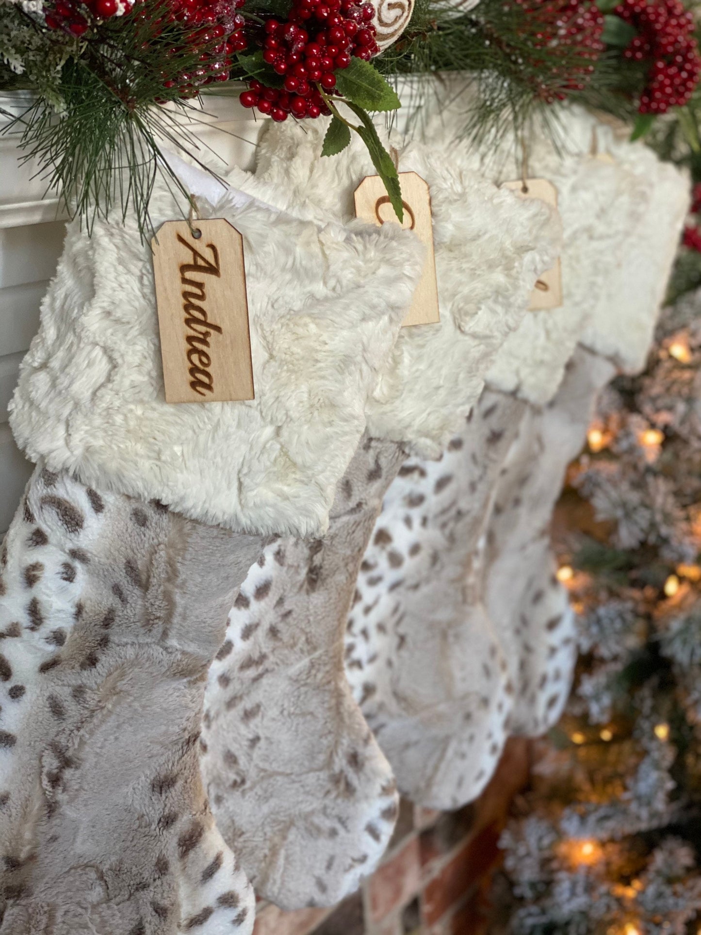 Latte Arctic Lynx Personalized Christmas Stocking