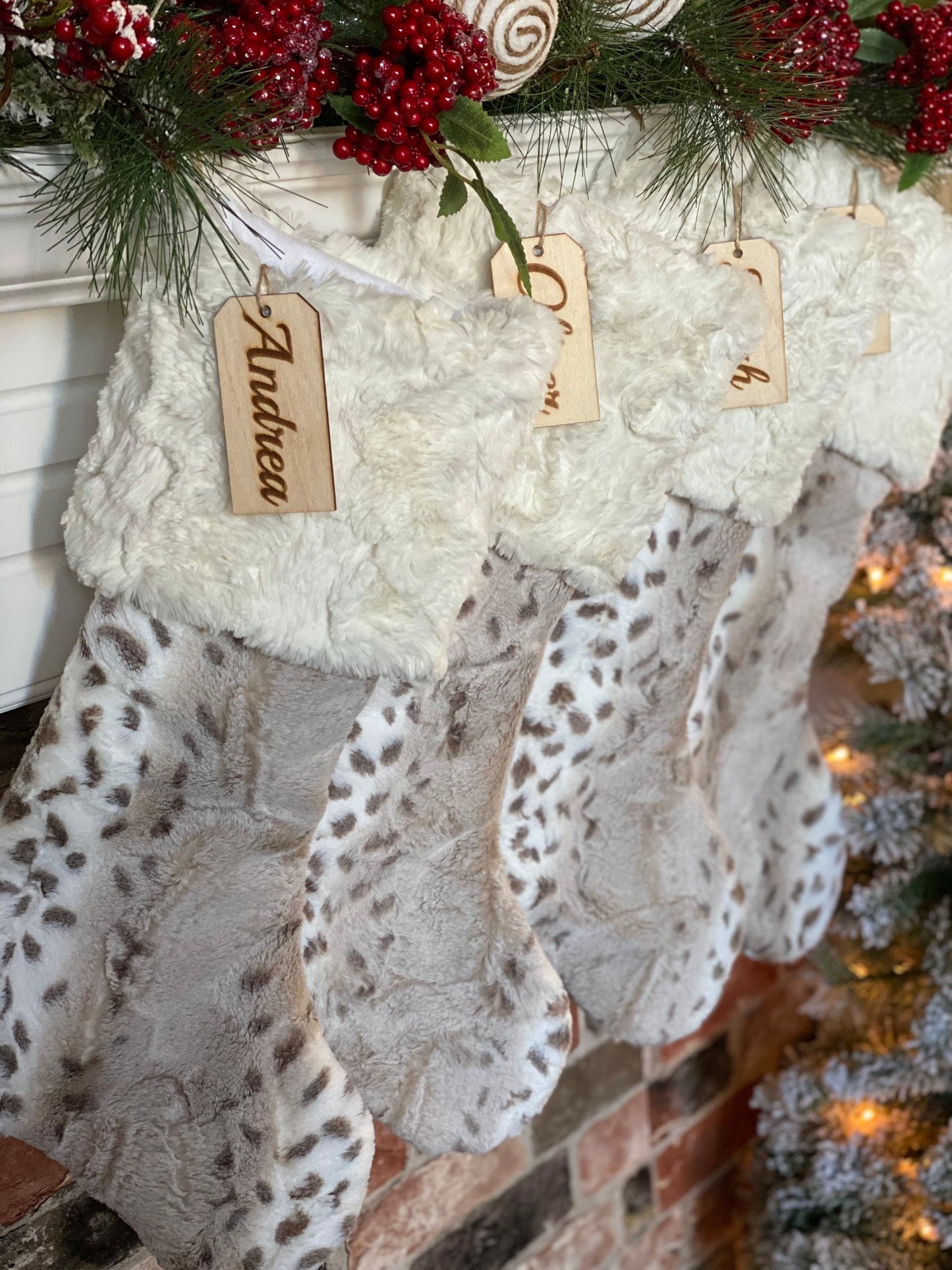 Latte Arctic Lynx Personalized Christmas Stocking