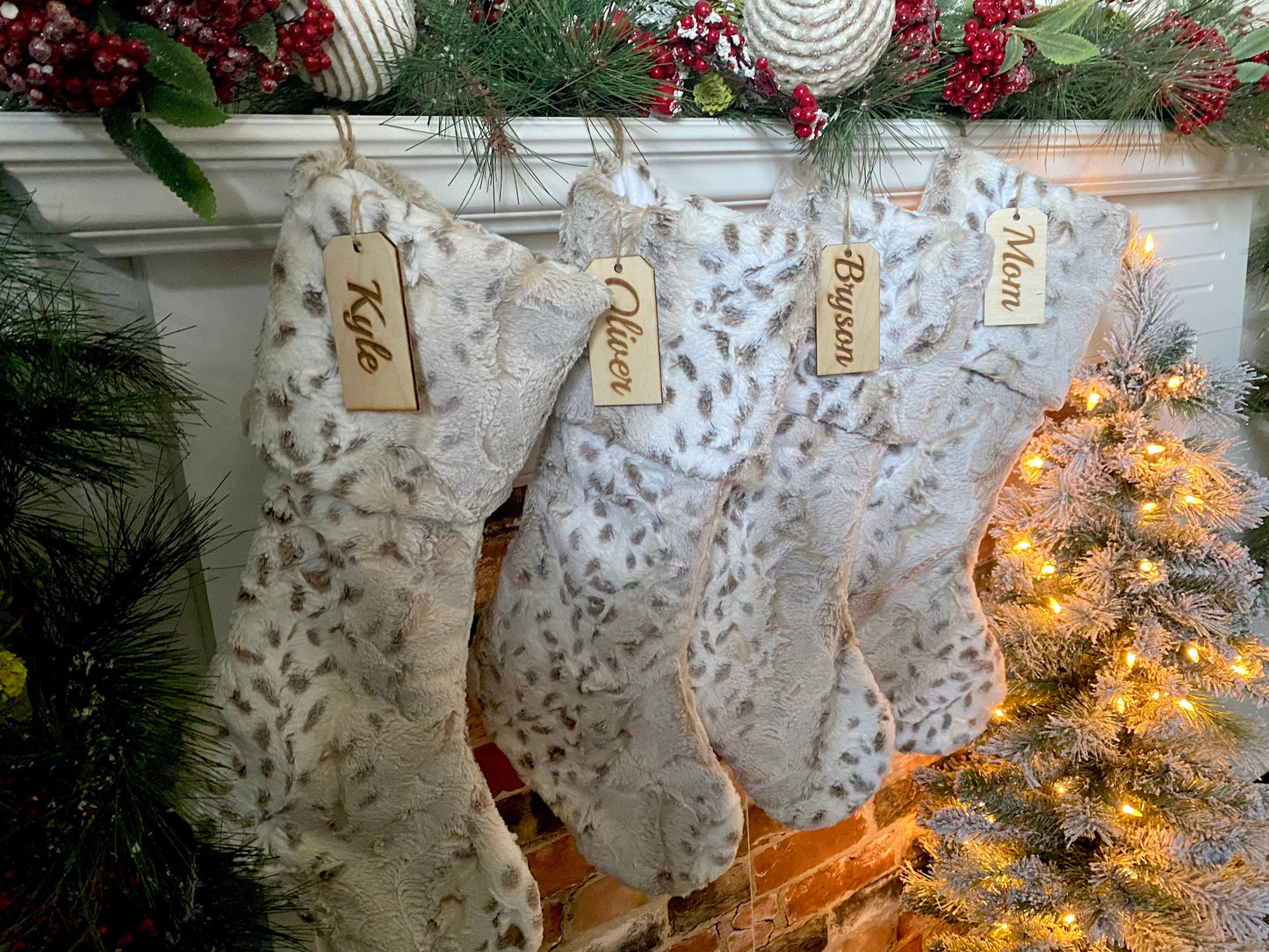 Latte Arctic Lynx Personalized Christmas Stocking