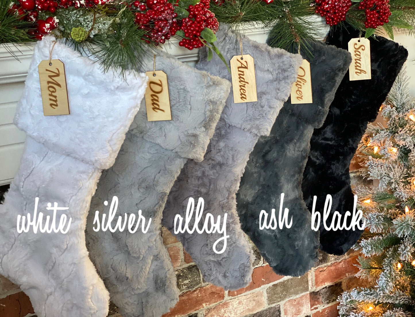 Gradient White Gray Black Personalized Christmas Stocking