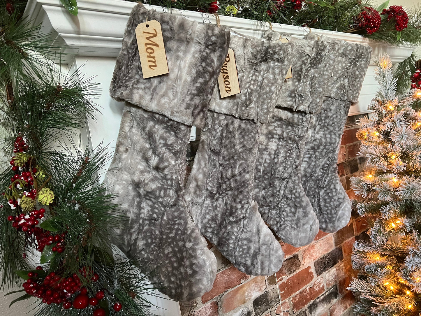 Charcoal Fawn Personalized Christmas Stocking