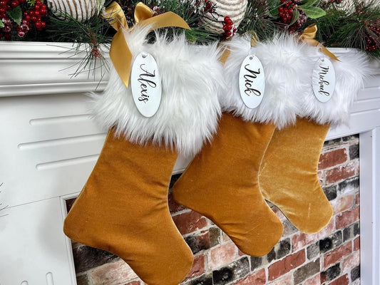 Gold Velvet Personalized Christmas Stocking