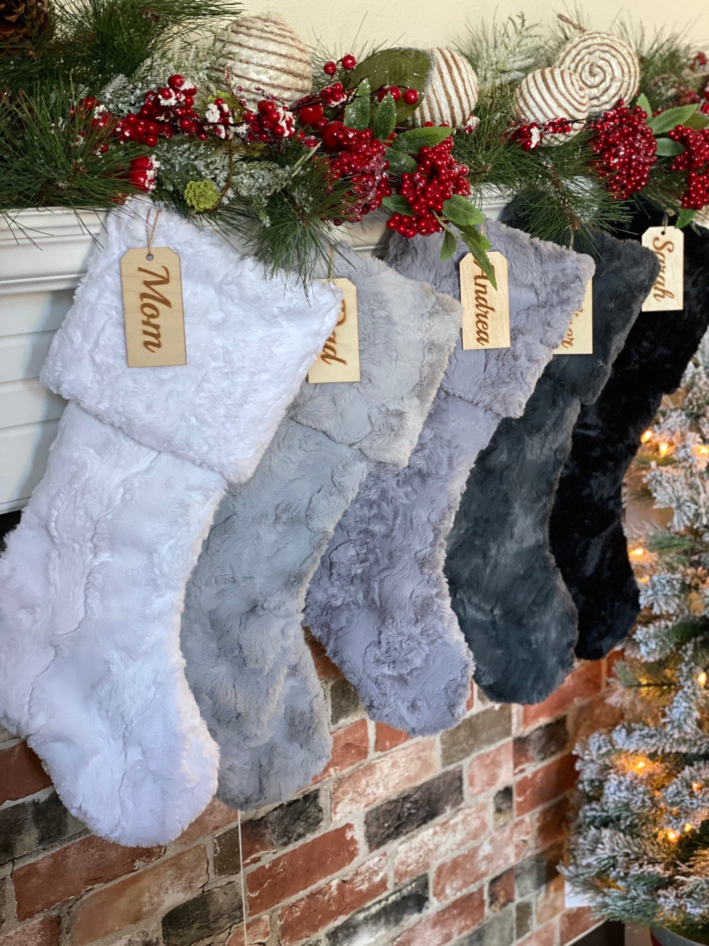 Gradient White Gray Black Personalized Christmas Stocking