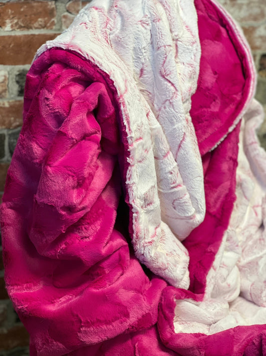 Frosted Hide Carnation and Hide Cerise Throw Blanket