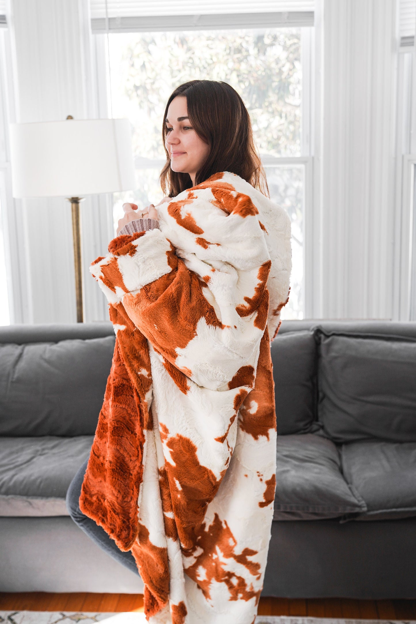 Penny Calf with Ginger Glacier Throw Blanket