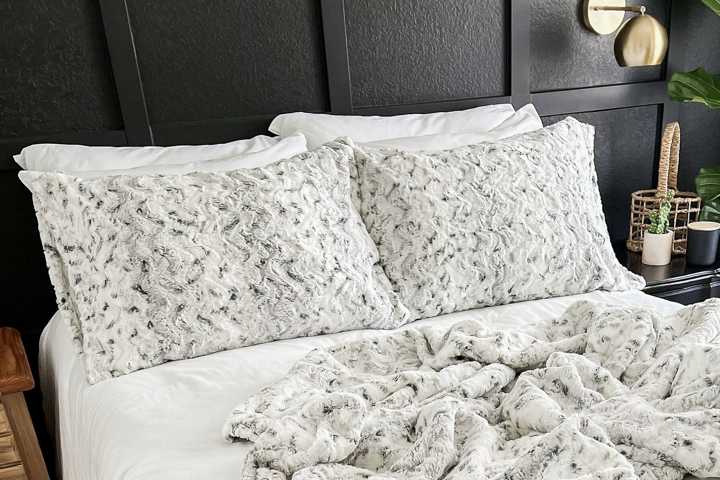 Silver Snow Owl Minky Pillowcase