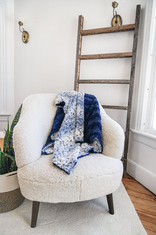 Navy Glacier and Snowy Owl Navy Throw Blanket