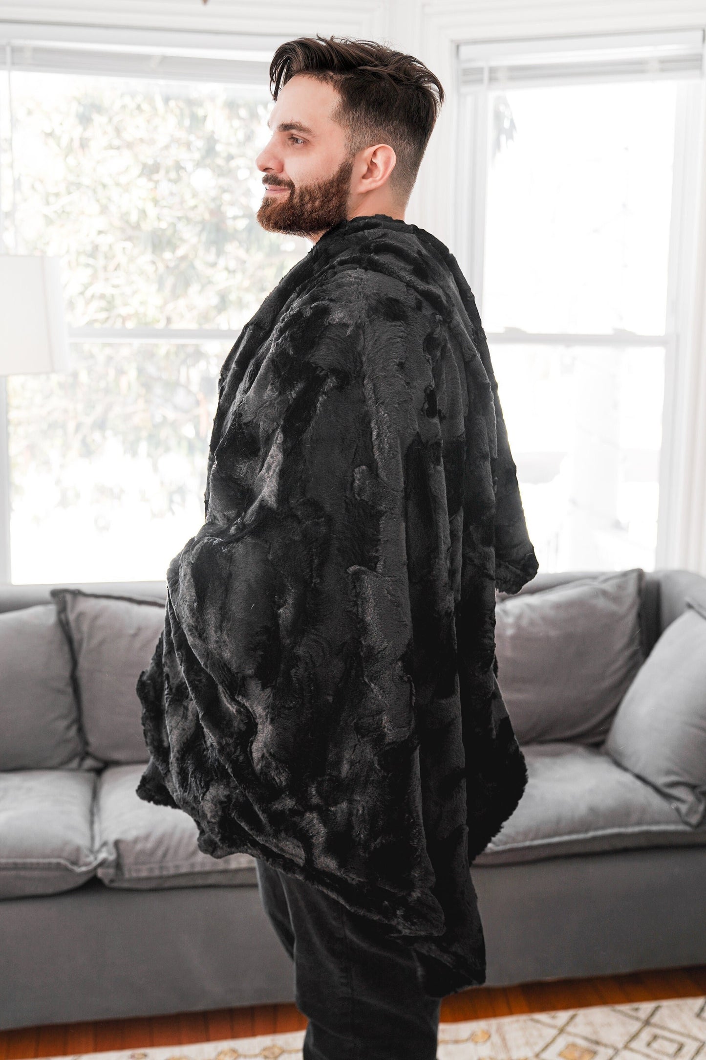 Caviar Black Hide Throw Blanket