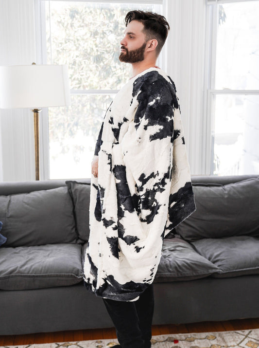 Bessie Calf Throw Blanket - Dark Navy Cow Throw