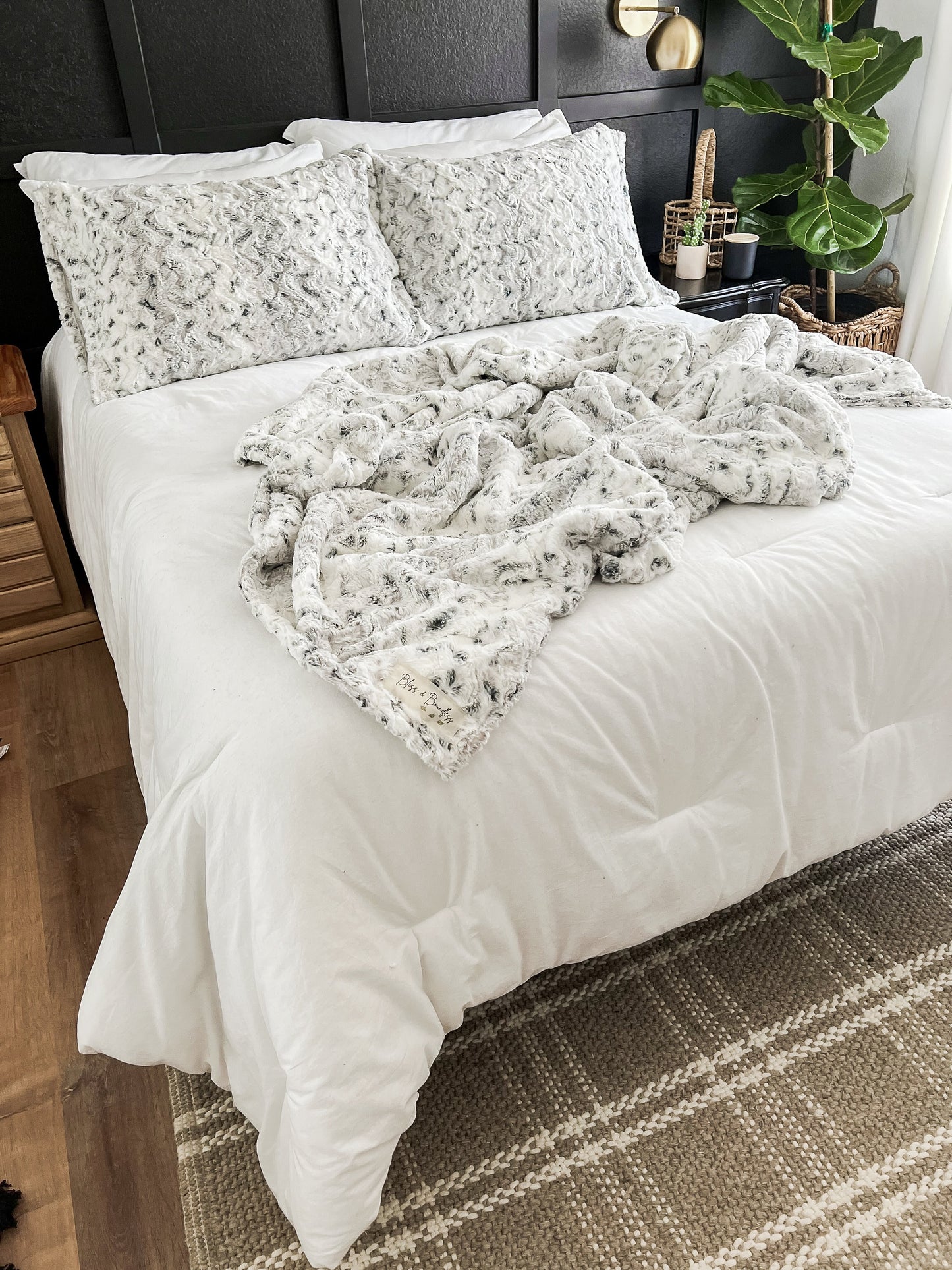 Silver Snow Owl Minky Pillowcase